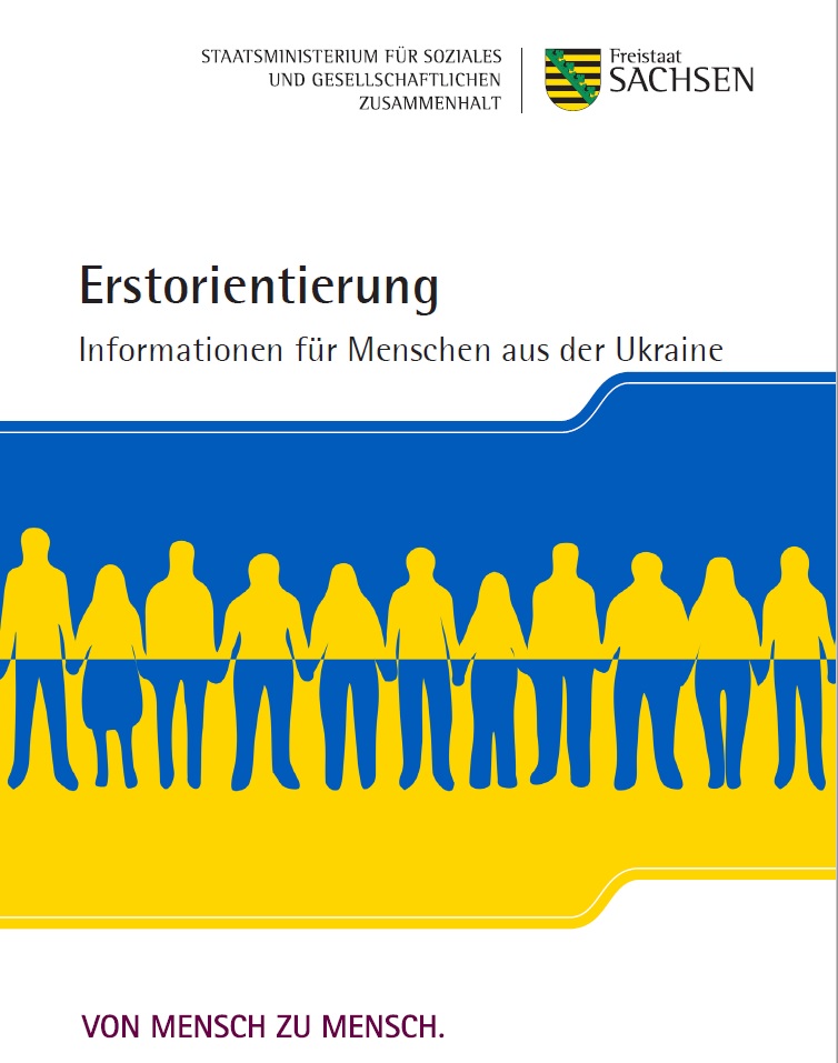 Titel der Broschüre "Erstorientierung - Informationen für Menschen aus der Ukraine"