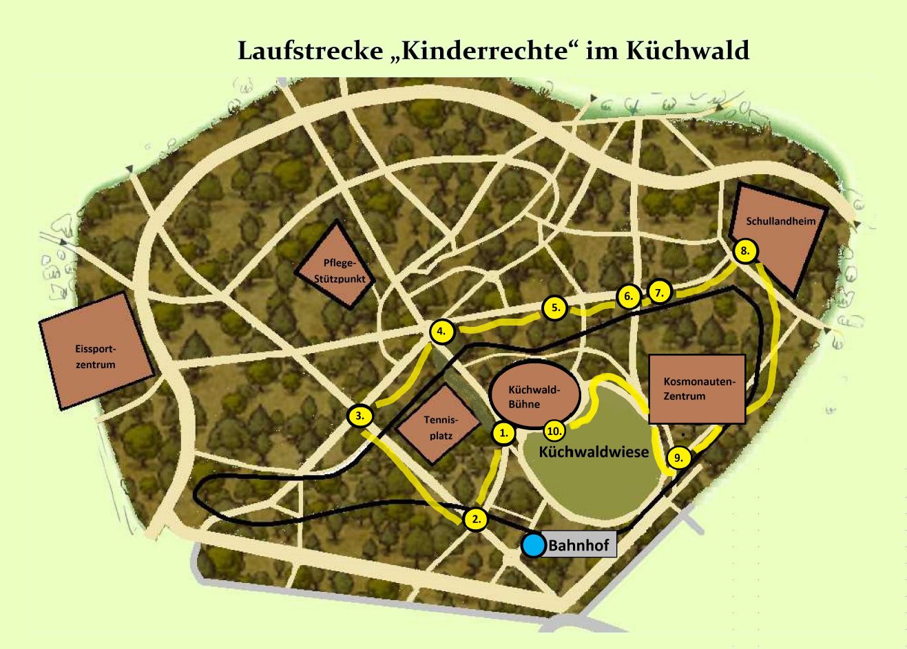 Laufstrecke Kinderrechte im Küchwald