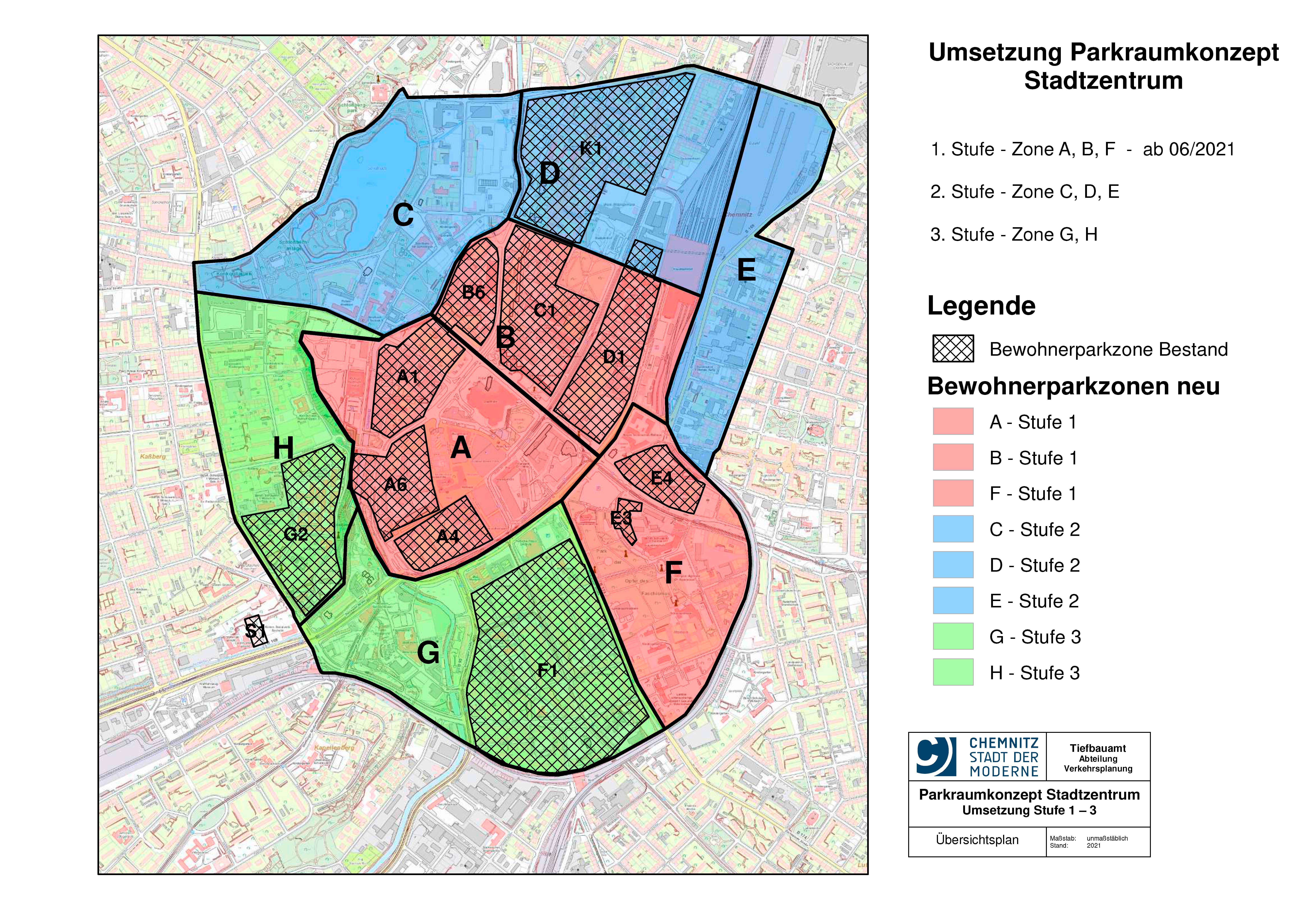 Lageplan zum Parkraumkonzept Stadtzentrum