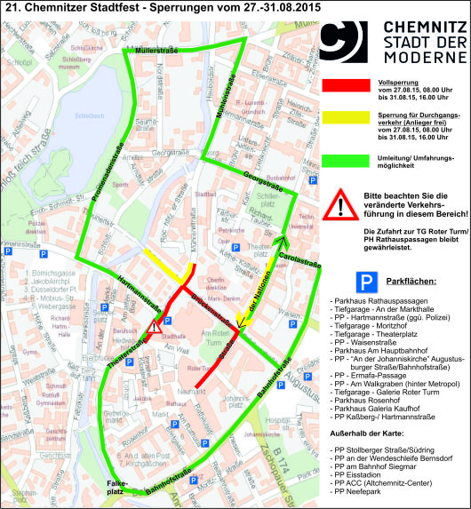 Verkehrseinschränkungen zum Chemnitzer Stadtfest