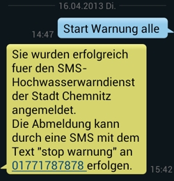 Screen SmSMS-Warnung per SMS