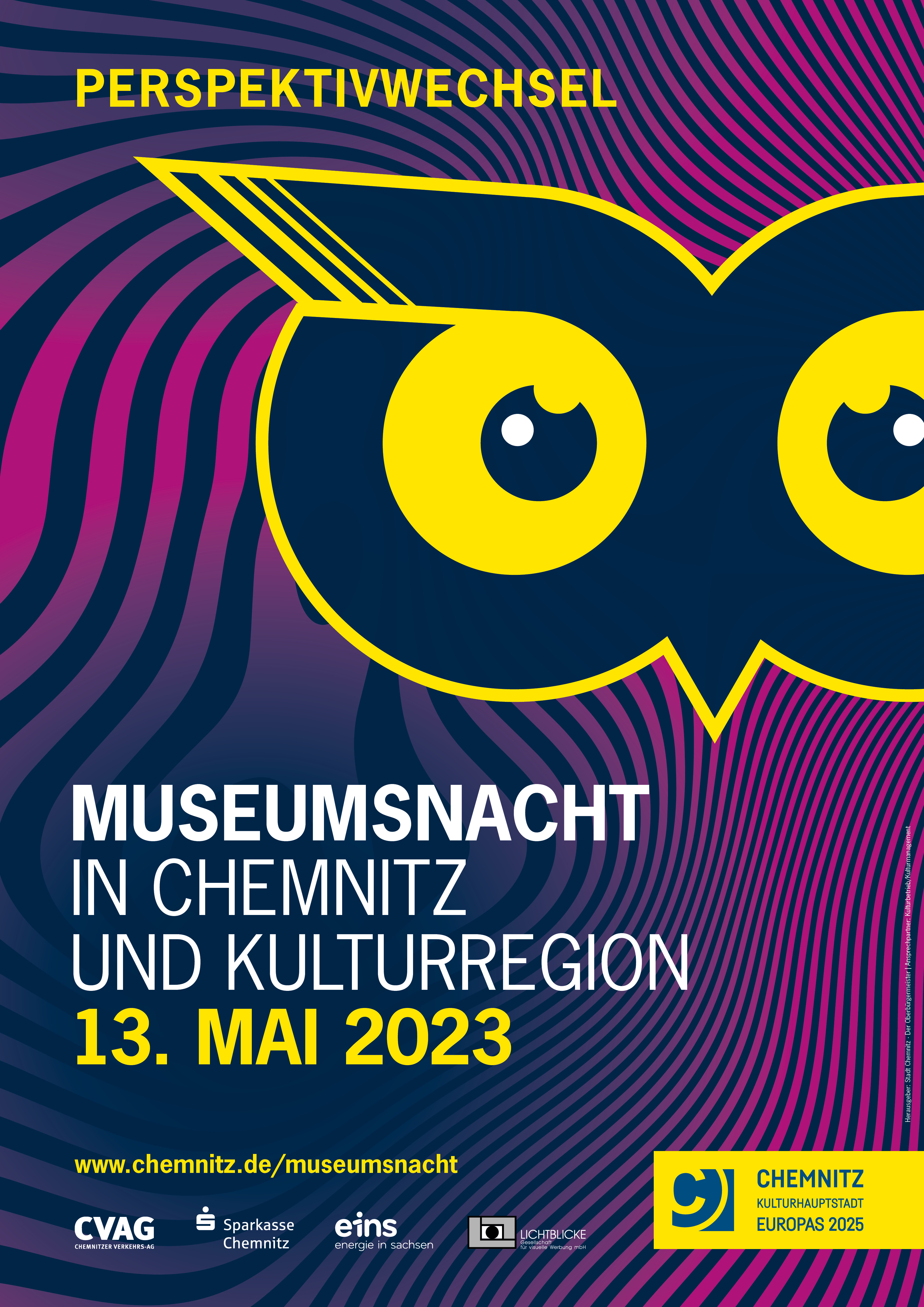 Plakat zur Museumsnacht 2023 in Chemnitz und der Kulturregion
