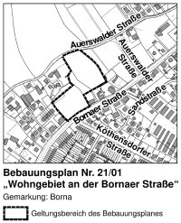 Öffentliche Auslegung des Bebauungsplanes Nr. 21/01 „Wohngebiet an der Bornaer Straße“: Ihre Stellungnahmen erwünscht!