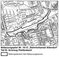 Öffentliche Auslegung des Bebauungsplanes Nr. 16/12 „Bahnhofsareal Altendorf“ Teil B: Grünzug Pleißenbach. Ihre Stellungnahme erwünscht!