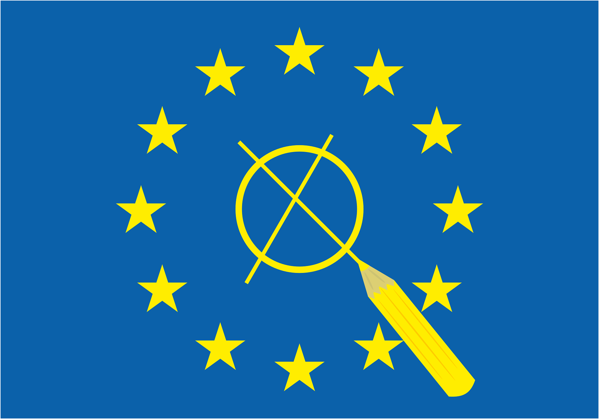 Grafik zur Europawahl. Die Abbildung zeigt eine Europaflagge mit einem Ankreuzfeld und einem Stift in der Mitte.