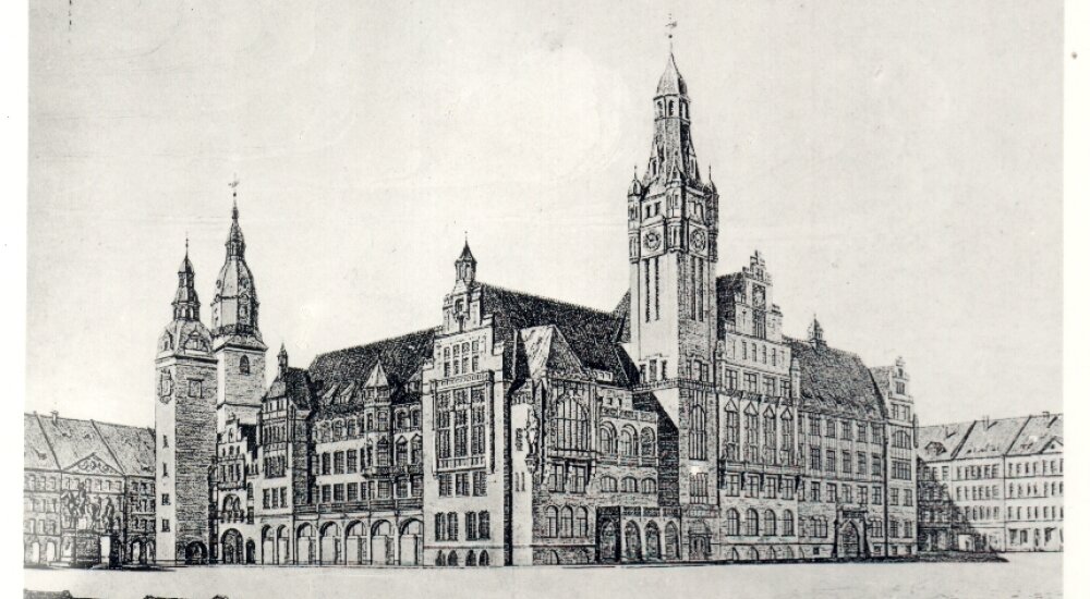 Entwurf zum Neuen Rathaus von Richard Möbius, um 1907