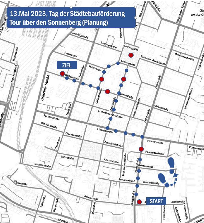 Planung für die Tour über den Sonnenberg zum Tag der Städtebauförderung am 13. Mai 2023