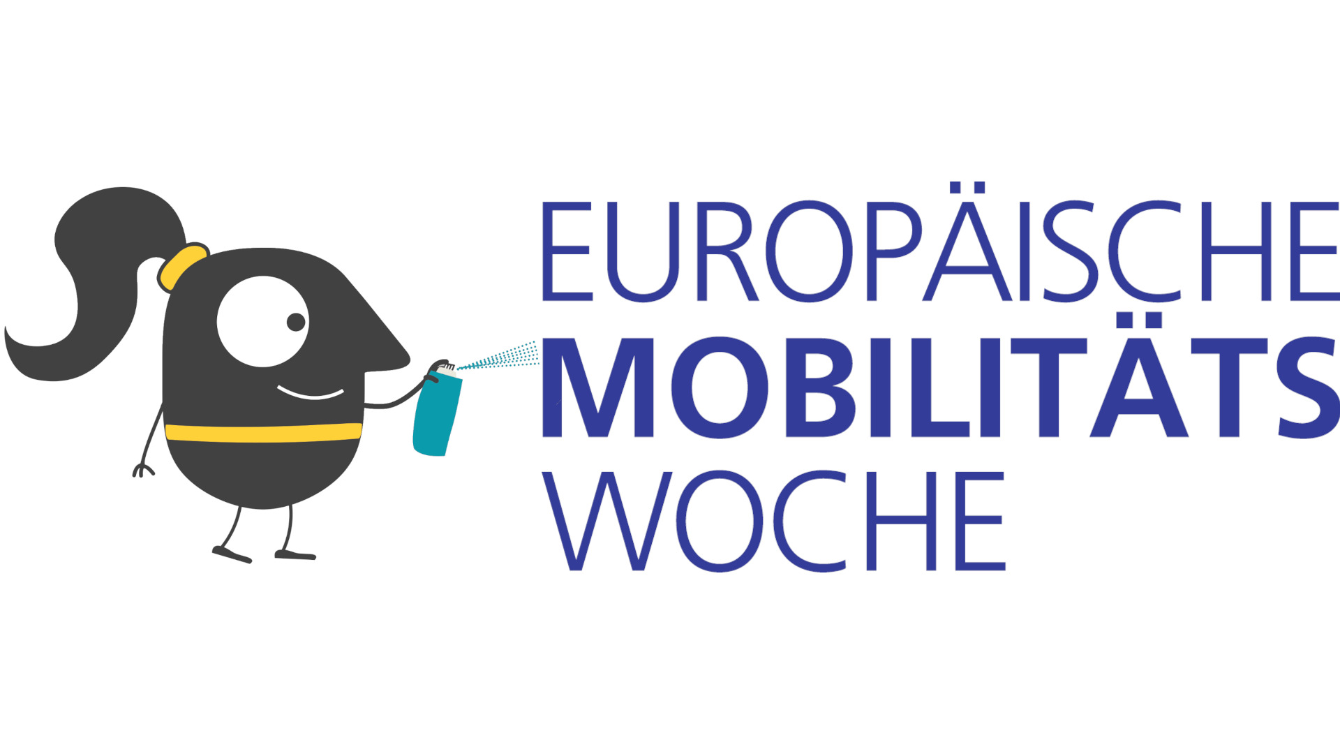 Edda sprayt das Logo der Europäischen Mobilitätswoche